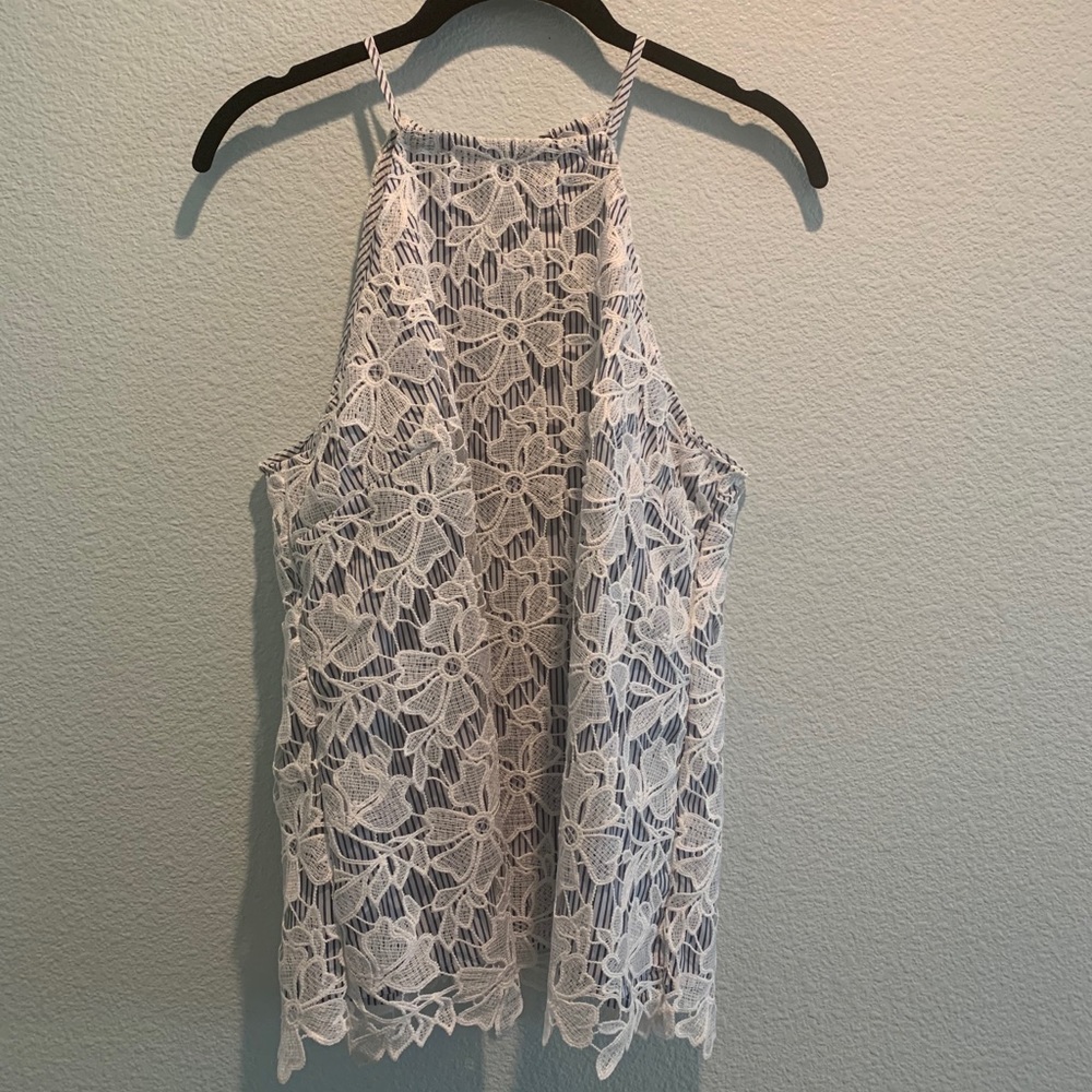 Adiva Lace-Detail Halter Tank Top